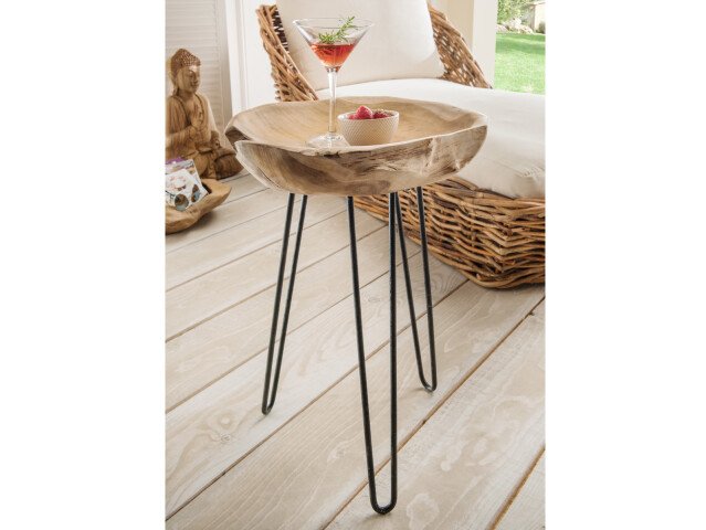 Beistelltisch >Tinobu< in natur aus Metall - 40x52x40cm (BxHxT)