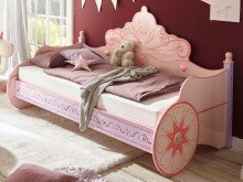 Kinderbett >Papirette< in Rosa aus MDF Glanz...