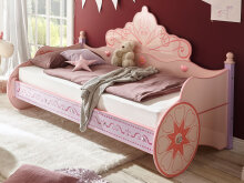 Kinderbett >Papirette< in Rosa aus MDF Glanz lackiert - 104,5x120x211,5 (BxHxT)