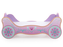 Kinderbett >Saphira< in Rosa aus MDF Glanz lackiert - 94x90x213,4cm (BxHxT)