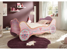 Kinderbett >Saphira< in Rosa aus MDF Glanz lackiert - 94x90x213,4cm (BxHxT)