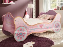 Kinderbett >Saphira< in Rosa aus MDF Glanz lackiert...