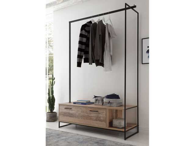 Kompaktgarderobe >Renfrew< in Old Style hell aus Metall - 137x186x50cm (BxHxT)