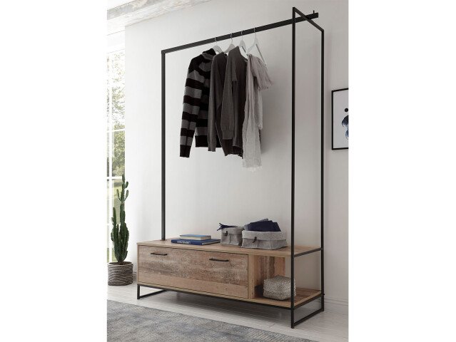 Kompaktgarderobe >Renfrew< in Old Style hell aus Metall - 137x186x50cm (BxHxT)