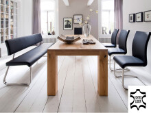 Sitzbank >Muvo III< in Edelstahl/gebürstet aus Rindsleder - 155x86x59cm (BxHxT)