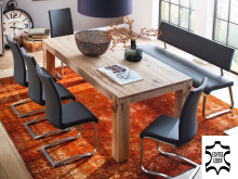 Sitzbank >Muvo III< in Edelstahl/gebürstet aus Rindsleder - 155x86x59cm (BxHxT)