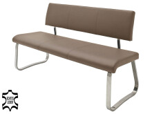 Sitzbank >Muvo III< in Edelstahl/gebürstet aus Rindsleder - 155x86x59cm (BxHxT)
