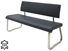 Sitzbank >Muvo III< in Edelstahl/gebürstet aus Rindsleder - 155x86x59cm (BxHxT)
