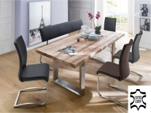 Sitzbank >Muvo III< in Edelstahl/gebürstet aus Rindsleder - 155x86x59cm (BxHxT)