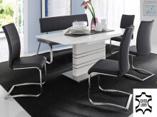 Sitzbank >Muvo III< in Edelstahl/gebürstet aus Rindsleder - 155x86x59cm (BxHxT)