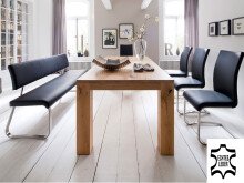 Sitzbank >Muvo III< in Schwarz aus Rindsleder - 155x86x59cm (BxHxT)
