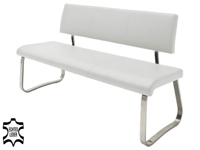 Sitzbank >Muvo III< in Weiß aus Rindsleder - 155x86x59cm (BxHxT)
