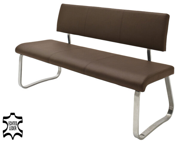 Sitzbank >Muvo IV< in Braun aus Rindsleder - 175x86x59cm (BxHxT)
