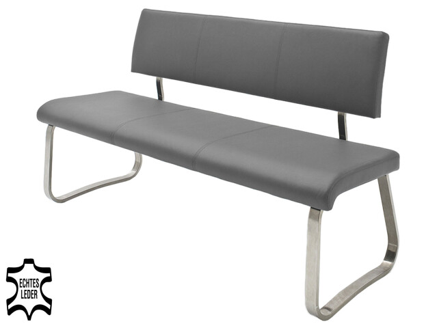 Sitzbank >Muvo IV< in grau aus Rindsleder - 175x86x59cm (BxHxT)