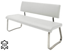 Sitzbank >Muvo IV< in Weiß aus Rindsleder - 175x86x59cm (BxHxT)