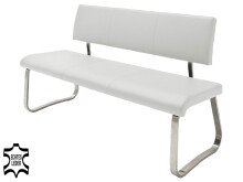 Sitzbank >Muvo IV< in Weiß aus Rindsleder - 175x86x59cm (BxHxT)