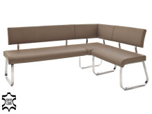 Eckbank >Muvo I< in Edelstahl/gebürstet aus Rindsleder - 200x86x60cm (BxHxT)