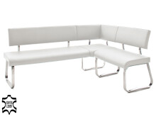 Eckbank >Muvo I< in Edelstahl/gebürstet aus Rindsleder - 200x86x60cm (BxHxT)