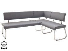 Eckbank >Muvo I< in Edelstahl/gebürstet aus Rindsleder - 200x86x60cm (BxHxT)
