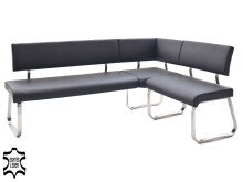 Eckbank >Muvo I< in Edelstahl/gebürstet aus Rindsleder - 200x86x60cm (BxHxT)