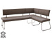 Eckbank >Muvo I< in Edelstahl/gebürstet aus Rindsleder - 200x86x60cm (BxHxT)