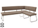 Eckbank >Muvo I< in Edelstahl/gebürstet aus Rindsleder - 200x86x60cm (BxHxT)
