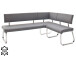 Eckbank >Muvo I< in Edelstahl/gebürstet aus Rindsleder - 200x86x60cm (BxHxT)