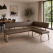 Eckbank >Muvo I< in Braun aus Rindsleder - 200x86x60cm (BxHxT)