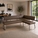 Eckbank >Muvo I< in Braun aus Rindsleder - 200x86x60cm (BxHxT)