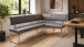 Eckbank >Muvo I< in grau aus Rindsleder - 200x86x60cm (BxHxT)