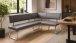 Eckbank >Muvo I< in grau aus Rindsleder - 200x86x60cm (BxHxT)