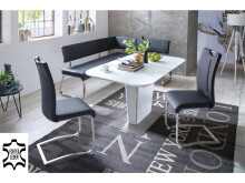 Eckbank >Muvo I< in Schwarz aus Rindsleder - 200x86x60cm (BxHxT)