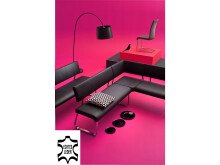 Eckbank >Muvo I< in Schwarz aus Rindsleder - 200x86x60cm (BxHxT)