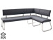 Eckbank >Muvo I< in Schwarz aus Rindsleder - 200x86x60cm (BxHxT)