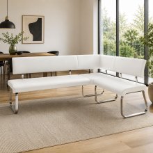 Eckbank >Muvo I< in Weiß aus Rindsleder - 200x86x60cm (BxHxT)