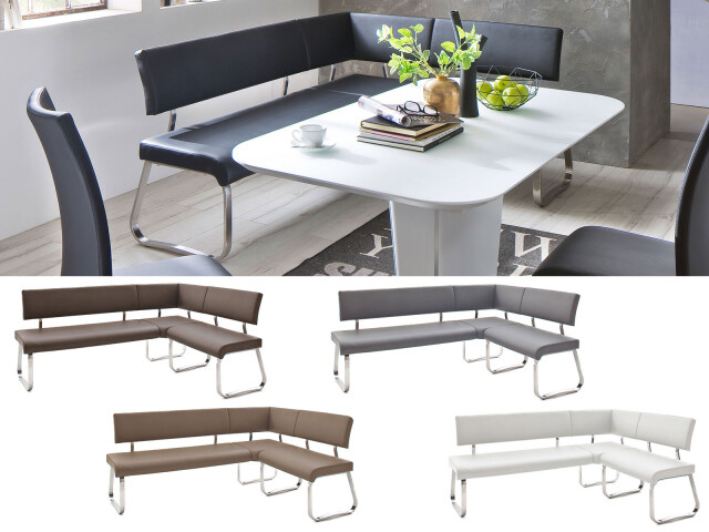 Eckbank >Muvo II< in Edelstahl/gebürstet aus Polyurethan - 200x86x60cm (BxHxT)
