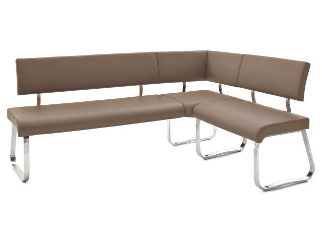 Eckbank >Muvo II< in Cappuccino aus Polyurethan - 200x86x60cm (BxHxT)