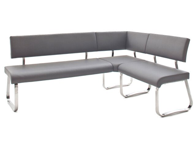 Eckbank >Muvo II< in grau aus Polyurethan - 200x86x60cm (BxHxT)