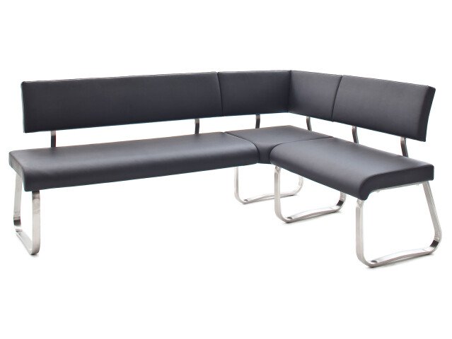 Eckbank >Muvo II< in Schwarz aus Polyurethan - 200x86x60cm (BxHxT)