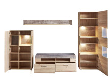 Wohnwand >Springhill< in Artisan Eiche aus Metall - 315x205x47cm (BxHxT)
