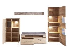 Wohnwand >Springhill< in Artisan Eiche aus Metall - 315x205x47cm (BxHxT)