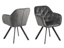 Armlehnstuhl >Lorin I< in Schwarz/matt aus Metall - 57,5x81,5x61,5cm (BxHxT)