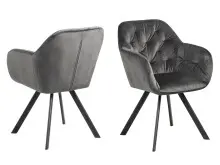 Armlehnstuhl >Lorin I< in Schwarz/matt aus Metall - 57,5x81,5x61,5cm (BxHxT)