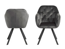 Armlehnstuhl >Lorin I< in Schwarz/matt aus Metall - 57,5x81,5x61,5cm (BxHxT)