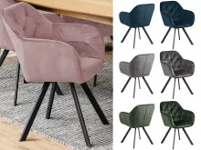 Armlehnstuhl >Lorin I< in Schwarz/matt aus Metall -...