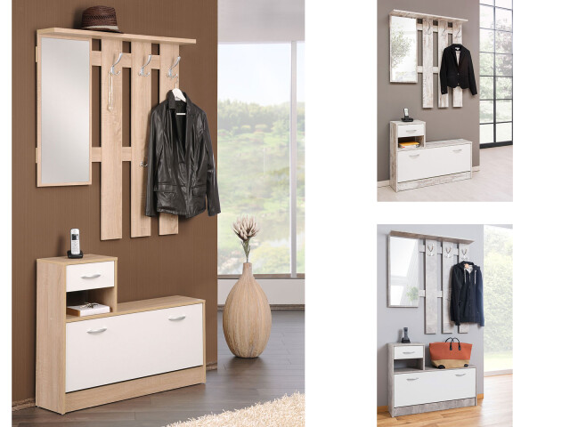 Garderoben-Set >Renton< in Weiß - 100x180x25cm (BxHxT)