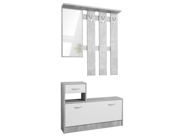 Garderoben-Set >Renton< in Strukturbeton Nachbildung - 100x180x25cm (BxHxT)