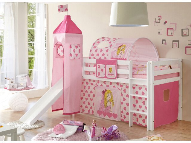 Kinderbett >Perth III< in Weiß aus Massivholz - 203x113x208cm (BxHxT)