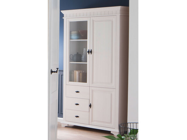 Vitrine >Lynea< in Weiß aus Glas - 112x196x41,5cm (BxHxT)