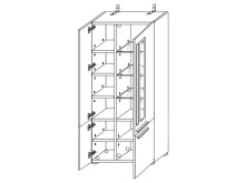 Vitrine >Lewes< in Graphit aus Kunststoff - 76x201x37cm (BxHxT)